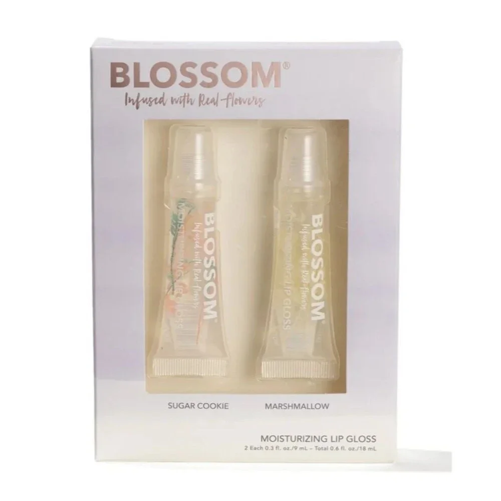 BLOSSOM Set of 2 Moisturizing Lip Gloss - Sugar Cookie & Marshmallow